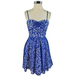 Vintage Betsey Johnson Y2K Blue Lace Strapless Cocktail Fit & Flare Dress 4